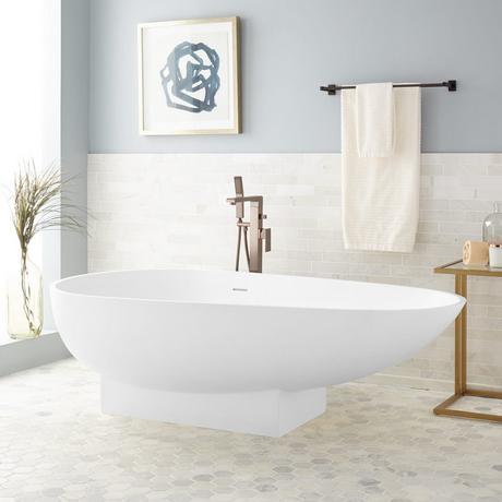 71" Quinton Solid Surface Freestanding Tub - Matte Finish