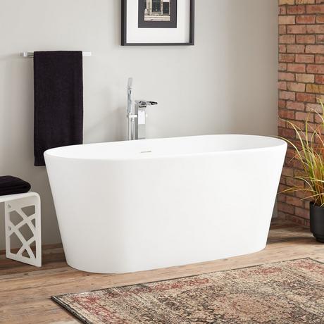 62" Lucina Solid Surface Freestanding Tub - Overflow