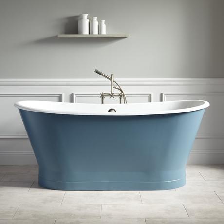 67" Kateryn Bateau Cast Iron Skirted Tub - Slate Blue