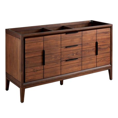 60" Aliso Teak Double Vanity for Rectangular Undermount - Java