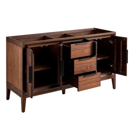 60" Aliso Teak Double Vanity for Rectangular Undermount - Java