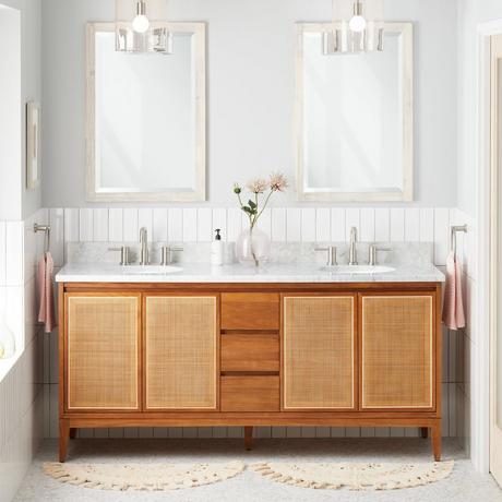 72" Simien Teak Double Vanity with Undermount Sinks - Teak