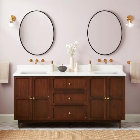 72" Delavan Vanity with Rectangular Undermount Sinks - Cold Brew