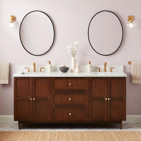 72" Delavan Vanity with Rectangular Undermount Sinks - Cold Brew